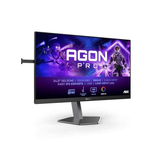 AOC Agon PRO AG256FS - 24.5 Zoll FHD Gaming Monitor, 390 Hz, 0,5 ms, FreeSync Premium, G-Sync comp., HDR400 (2X HDMI, DisplayPort, USB Hub) schwarz/grau von AOC