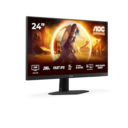 AOC Gaming 24G4HRE - 24 Zoll Full HD Monitor, 200 Hz, 1 ms, S-sync comp., HDR10 (1920x1080, 2X HDMI 2.0, DisplayPort 1.4) schwarz-rot von AOC
