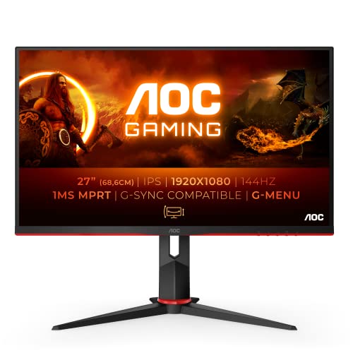 AOC Gaming 27G2 - 27 Zoll FHD Monitor, 144 Hz, 1ms (1920x1080, HDMI, DisplayPort, Free-Sync) schwarz/rot von AOC