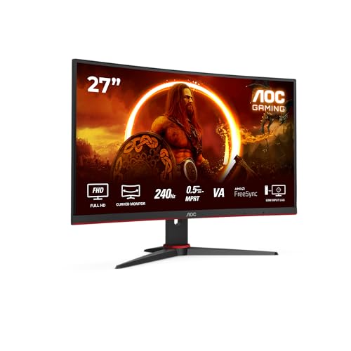 AOC Gaming C27G2ZE - 27 Zoll FHD Curved Monitor, 240 Hz, 0.5ms, FreeSync Premium (1920x1080, HDMI, DisplayPort) schwarz/rot von AOC