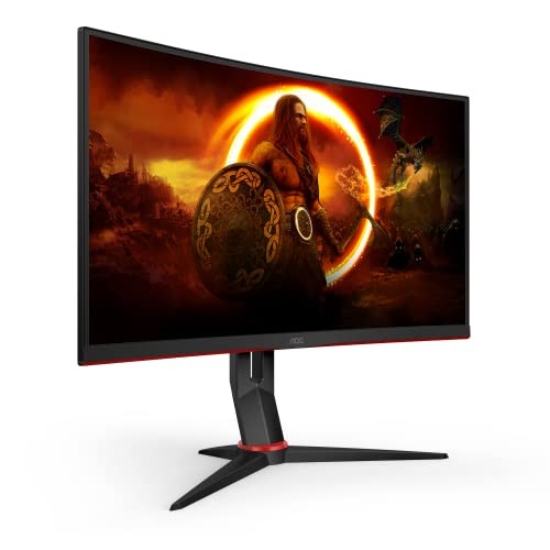 AOC Gaming C27G2ZU - 27 Zoll FHD Curved Monitor, 240 Hz, 0.5ms, FreeSync Premium (1920x1080, HDMI, DisplayPort, USB Hub) schwarz/rot von AOC