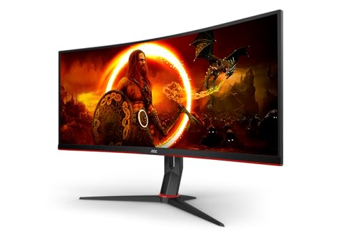 AOC Gaming CU34G2XP - 34 Zoll WQHD Curved Monitor, 180 Hz, FreeSync Prem., HDR400 (3440x1440, 1ms GtG, HDMI, DisplayPort, USB Hub) schwarz-rot von AOC