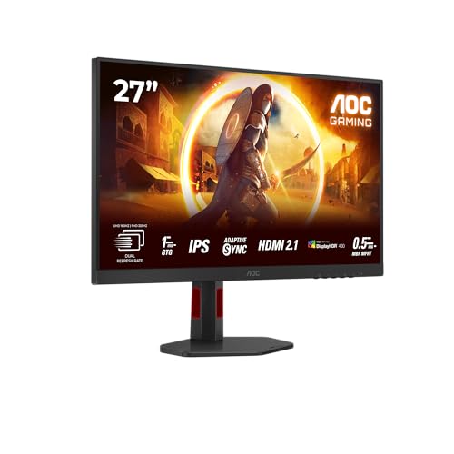 AOC Gaming U27G4R – 27 Zoll Ultra HD 4K Monitor, 160 Hz bei UHD oder 320 Hz bei FHD, Dual Frame, 1 ms Reaktionszeit, G-Sync-kompatibel, HDR400 (3840x2160, 2X HDMI 2.1, 1x DisplayPort 1.4, USB-Hub) von AOC