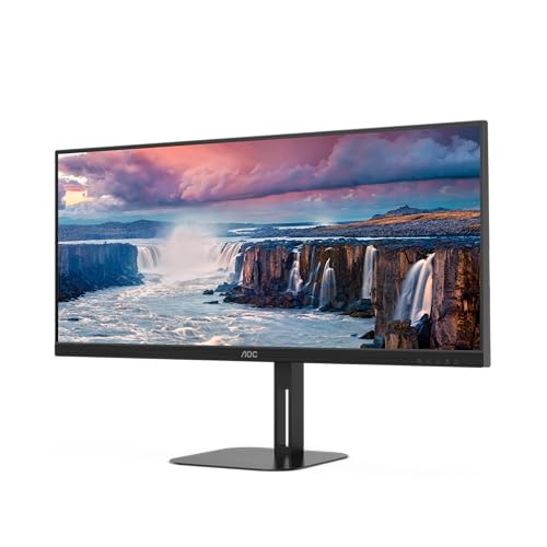 AOC U34V5C - 34 Zoll WQHD Monitor, Lautsprecher, höhenverstellbar (3440x1440, 100 Hz, DisplayPort, HDMI, USB-C, USB Hub) schwarz von AOC