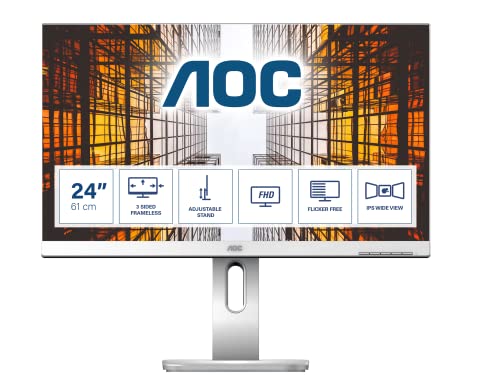 AOC X24P1/GR - 24 Zoll WUXGA Monitor, höhenverstellbar (1920x1200, 60 Hz, VGA, DVI, HDMI, DisplayPort, USB Hub) grau von AOC