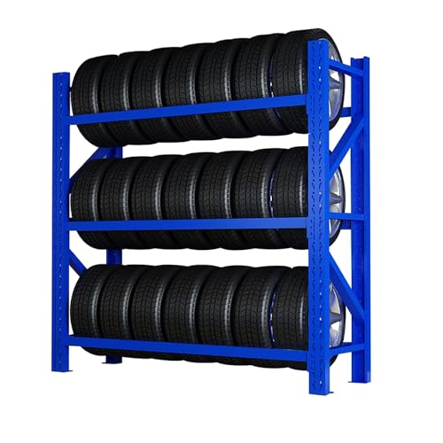 AOCDNEK Schweres Reifenlagerregal, Stahl, 500kg, Tragfähigkeit, for Autoreparaturwerkstätten Garagen(Blue,78.7x23.6x78.7in) von AOCDNEK