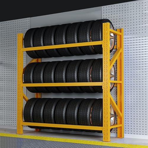 AOCDNEK Stehender Reifen-Organisator mit 3 Fächern, verstellbares Metall, maximale Belastung von 1100 lb, schwarz(78.7x19.6x78.7in) von AOCDNEK
