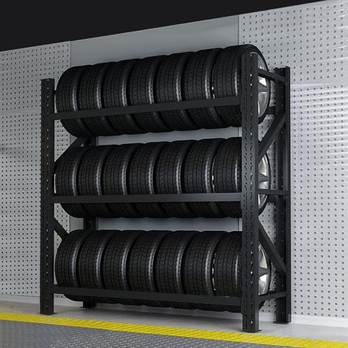 AOCDNEK Verstellbares Hochleistungs-Reifenregal aus Metall, Stahl, Grau, 1100 lb. Tragkraft(78.7x19.6x78.7in) von AOCDNEK