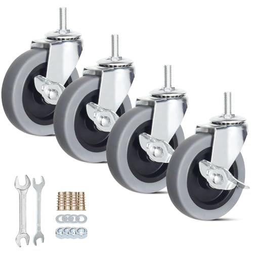 Lenkrollen, robuste Lenkrollen, Gewinde, kein Lärm, Lenkrollen, Set mit 4 Feststellrollen für Werkbank, Wagen (5/16 Zoll - 18 x 25 mm, 4 Zoll) von AOCHENLY