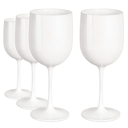 AODIGEGE Weingläser Plastik 4 Stück, Wiederverwendbar Gläser Sektgläser Plastik 15oz Champagner Gläser Prosecco Gläser（Weiß） von AODIGEGE