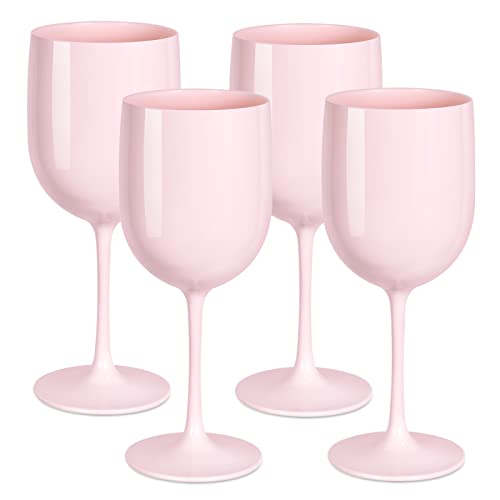 AODIGEGE Weingläser Plastik 4 Stück, Wiederverwendbar Gläser Sektgläser Plastik 15oz Champagner Gläser Prosecco Gläser（Pink） von AODIGEGE