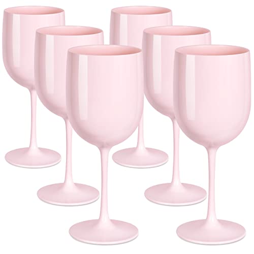 AODIGEGE Weingläser Plastik 6 Stück, Wiederverwendbar Gläser Sektgläser Plastik 15oz Champagner Gläser Prosecco Gläser（Pink） von AODIGEGE