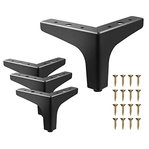 AODIOU Möbelbeine, Metallfüße: Schrankbeine, 10,2 cm, dreieckige Füße, Ersatz-Kommode, 4 Stück (Black 1) von AODIOU