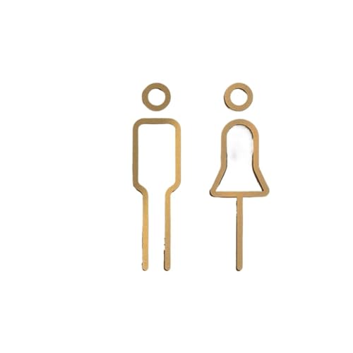 AOEGBY Toilettenschild Schwarz Gold Farbe Wc Zeichen Platte Messing Waschraum Tür Wand Label Aufkleber Wc Halter Signage Board Wc Schild(Gold) von AOEGBY