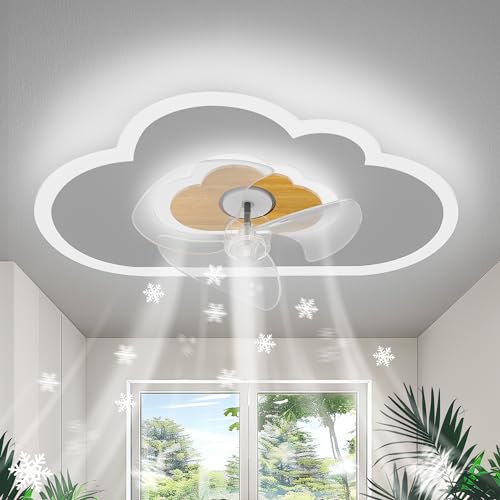 Deckenventilator mit Beleuchtung Dimmbar Wolken Ventilator Deckenleuchte Holz LED Fan Deckenventilator Mit Fernbedienung 52W 6 Wind Moderne Deckenventilator Licht Für Wohnzimmer Schlafzimmer,60CM von AOEH