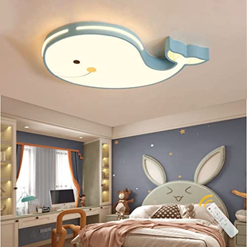 AOEH LED Kinder Deckenlampe Delphinform Deckenlampe Dimmbar Mit Fernbedienung Junge Mädchen Baby Kinder Kinderzimmer Lampen Decke Kinderzimmer Schlafzimmer Lampe Raumleuchten Kronleuchter,Blau,50cm von AOEH