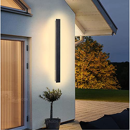 Lange Villa Wandleuchte Schwarze Wasserdicht Ip65 Aluminium Acryl Außen LED Wandleuchte für Gärten, Terrassen,Schlafzimmer Wohnzimmer Innen,30cm/12w,Warm light von AOEH