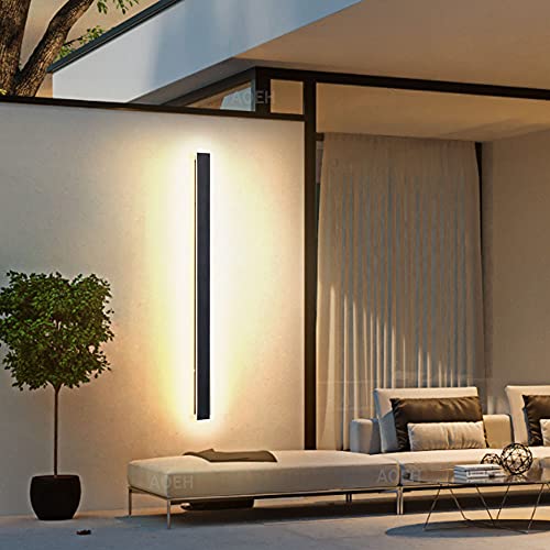 Lange Villa Wandleuchte Schwarze ,Wasserdicht Ip65 Aluminium Acryl Außen LED Wandleuchte für Gärten, Terrassen,Schlafzimmer Wohnzimmer Innen ,60cm/20w,Warm light von AOEH