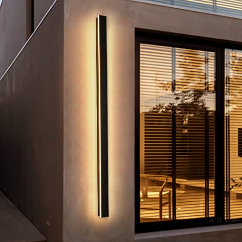 Lange Wandleuchte Villa Wandleuchte Schwarze Wandleuchte Wasserdicht Ip65 Aluminium Acryl Außen LED Wandleuchte für Gärten,Terrassen,Schlafzimmer Wohnzimmer Innen wandleuchte,125cm*1/45W,Warm light von AOEH