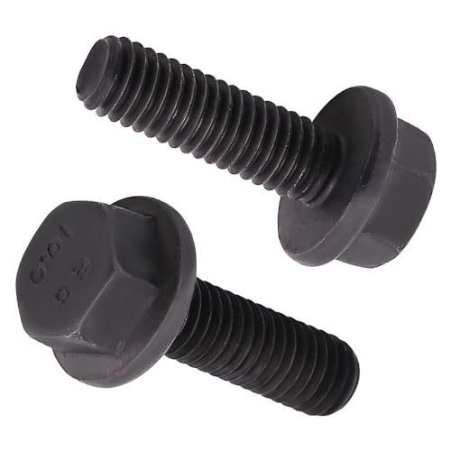 M12–1,75 x 25 mm (8 Stück) Flansch-Sechskantschrauben, schwarzes Oxid-Finish, 10,9 Stahllegierung, großer Flansch-Unterlegscheibenkopf, DIN6921/GB5789 von AOESIN