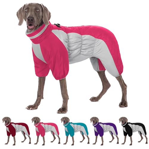 AOFITEE Fullbody Hundemantel Warme Fleece Hundejacke, Winddichter Hund Wintermantel mit Geschirr Eingebaut, Reflektierende Rollkragen Hund Schneejacke Schneeanzug, Vierbeiniger Puffermantel für Kleine von AOFITEE