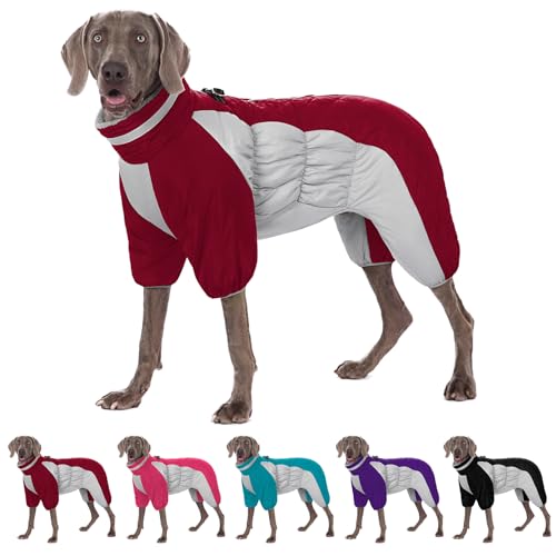 AOFITEE Fullbody Hundemantel Warme Fleece Hundejacke, Winddichter Hund Wintermantel mit Geschirr Eingebaut, Reflektierende Rollkragen Hund Schneejacke Schneeanzug, Vierbeiniger Puffermantel für Kleine von AOFITEE