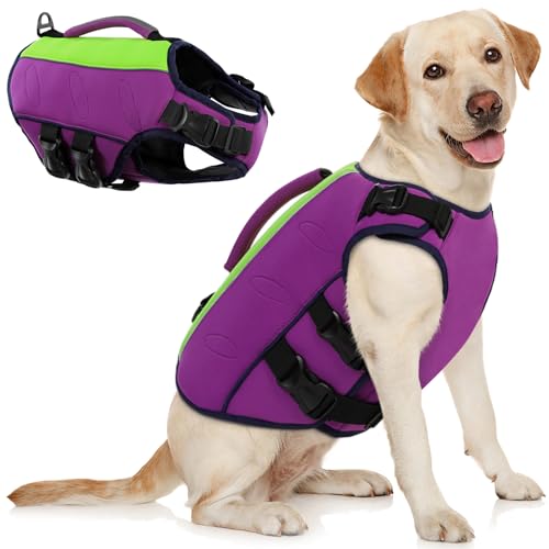 AOFITEE Hundeschwimmweste, reflektierende Hundeschwimmweste zum Schwimmen Bootfahren, Ripstop-Hundeschwimmweste mit Rettungsgriff und überlegenem Auftrieb, schwimmende Hundewesten für kleine, von AOFITEE