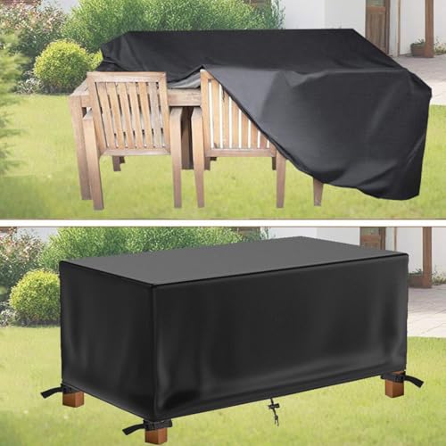 AOFOAE Abdeckplane Rechteckige Abdeckung Gartenmöbel Winterfest 270x150x110cm/Lx Bx H wasserdichte Gartenmöbel Abdeckung,Aus 600d Oxford-Material Für Alle Jahreszeiten,Tischdecke Outdoor Wetterfest von AOFOAE
