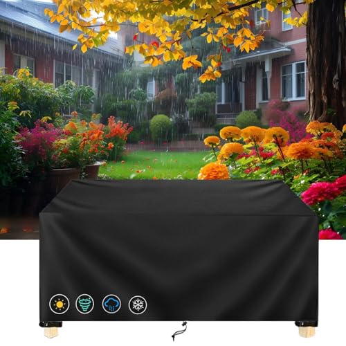 AOFOAE Gartenmöbel-Abdeckungen 120x35x85cm/Länge x Breite x Höhe wasserdichte Terrassenmöbel Tischabdeckungen,600d Oxford Gewebe Schwerlast Regenschutz Und Staubfest Gartentisch Abdeckung, Schwarz von AOFOAE