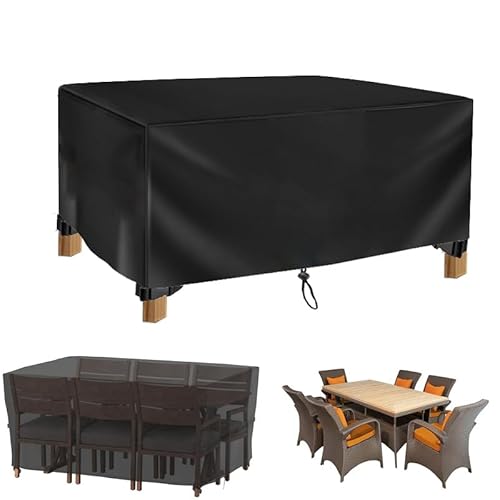 GartenmöBel Abdeckung Wasserdicht Nach Maß,Terrassenmöbel Abdeckhaube Gartentisch 375x335x95cm/Länge x B x H 600D Oxford Wetterfest,wasserdichte Schutzhülle Gartentisch, Abdeckplane für Rattanmöbel von AOFOAE