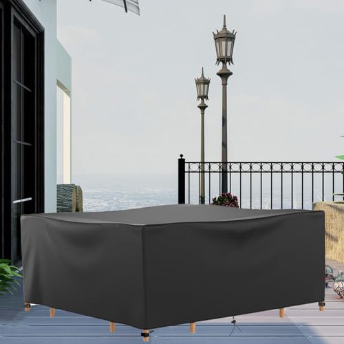 Gartenmöbel Abdeckung Wasserdicht Schwerlast 184x80x70cm Abdeckhauben für Möbelsets, 420D Oxford Gewebe Abdeckplane Balkonmöbel für Gartentische Terrassenmöbel Staubdicht Anti-UV von AOFOAE