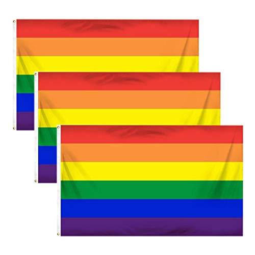 AOFOX Fröhlich Stolz-Flagge, 3er-Pack Regenbogenflaggen Fröhlich Lesbian Peace Flagge für Fröhlich Stolz-Feiern von AOFOX