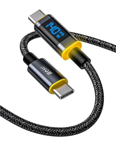 AOHI 140W PD3.1 USB C Kabel, USB C auf USB C Kabel mit Display, Magline Ladekabel, Schnellladekabel 1.2m lang für iPhone15 Pro Max, MacBook Pro/Air, iPad Pro/Air, Galaxy, Pixel und mehr, Schwarz AOHI 140W PD3.1 USB C Kabel, USB C auf USB C Kabel mit Display, Magline Ladekabel, Schnellladekabel 1.2m lang für iPhone15 Pro Max, MacBook Pro/Air, iPad Pro/Air, Galaxy, Pixel und mehr, Schwarz von AOHI