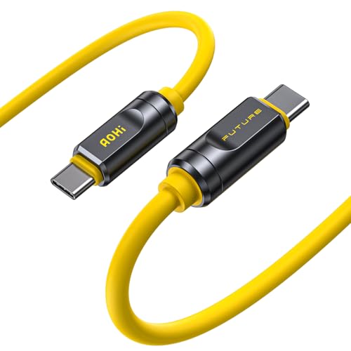 AOHI für 5 Kabel, 1M 80Gbps USB4 2.0 Kabel, USB C Ladekabel bis zu 120Gbps Bandbreite, The Future Adonis Dual 8K/4K Display und 240W Schnellladung, Kompatibel mit MacBook Mini 4, SSD, Gelb von AOHI