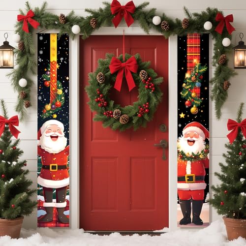 AOHMPT Weihnachts-Wanddekoration, große Schneeflocke, Weihnachtsmann, hängende Banner, Innen- und Außenbereich, Weihnachtsdekoration für Haustür, Veranda, Garage, Hof, Garage (CH0009-1M) von AOHMPT