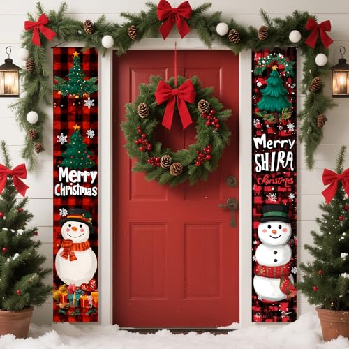 AOHMPT Weihnachts-Wanddekoration, große Schneeflocke, Weihnachtsmann, hängende Banner, Innen- und Außenbereich, Weihnachtsdekoration für Haustür, Veranda, Garage, Hof, Garage (CH0012-1M) von AOHMPT