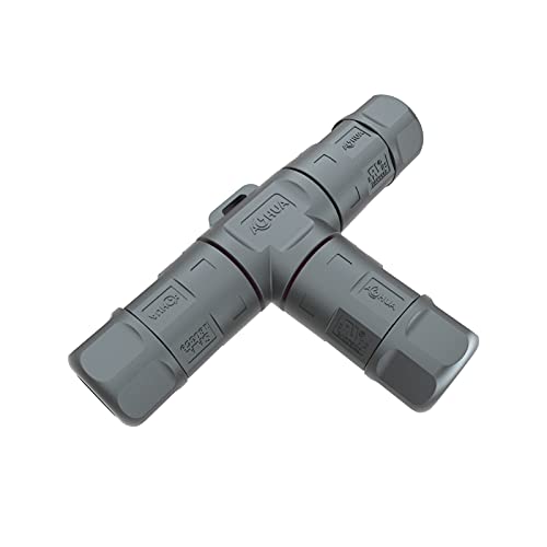 AOHUA IP67 3-Wege-2-polige wasserdichte T-Anschlussdose M23, Kabelbereich 10,0–15,0 mm, Feldeinbaubar, UL-Zertifizierung (schwarz) (1 Stück) von AOHUA