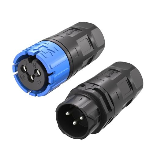 AOHUA Q20 Kabelverbinder Wasserdicht 3 Polig Schnellsteckende IP68 Outdoor Erdkabelabzweigdose , Steckverbinder für Ø 5.0-9.5mm Kabeldurchmesser (AH-Q20-1503FMZ/MFZ01232)，4 Stück Schwarz von AOHUA