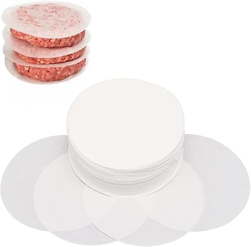 500 Antihaftpapier Zuschnitte für Burgerpressen, Ø 12 cm - Antihaft-Papier, Wachsscheiben, Wachspapier, Backpapier für Hamburger-Presse,Burger Form für Grill/Fleisch Wachspapier von AOI