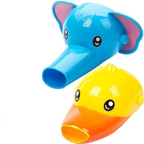 AOI Wasserhahn Erweiterung für Kinder - Set mit 2 Tieren Wasserhahn Erweiterung für Waschbecken Wasserhähne - Handwäsche für Babys, Kleinkinder & Kinder Lustiger Wasserhahn (Elefant und Ente) von AOI