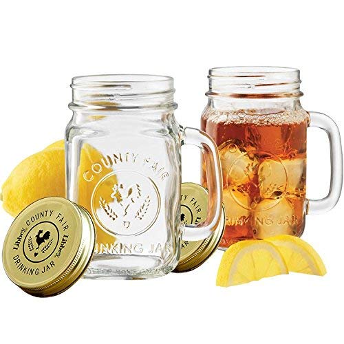 Mason Jar Trinkgläser 480ml, Jar Einmachgläser, Deckel mit Gummiring, Einmachglas, luft-und wasserdicht. 2pcs von AOI