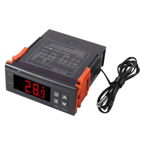 2 Stück STC-1000 AC 110V-220V 10A Digitaler LED-Temperaturregler Heizung Kühlthermostat Steuerschalter 2 Relaisausgänge und NTC 10K-Sensorsonde von AOICRIE