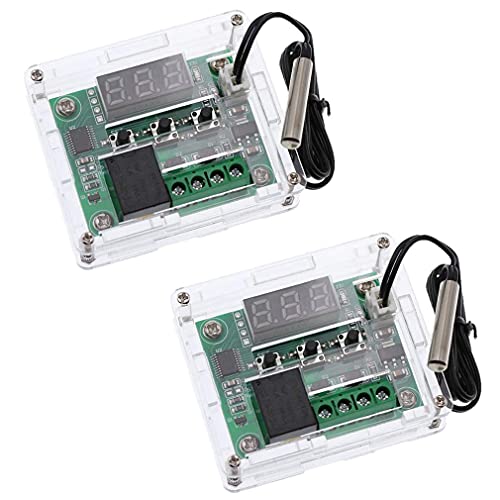 AOICRIE 1 Stück W1209 Digitaler Temperaturregler, 12V DC Micro Digital Thermostat mit Gehäuse -50-110 Grad Celsius Elektronischer Temperaturregler Schalter mit NTC wasserdichte Sensorsonde von AOICRIE