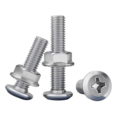 10 Sätze 304 Kreuzschlitz-Flachkopf-Flanschschrauben und Muttern M2.5-M5(2.5 * 8mm) von AOICXB