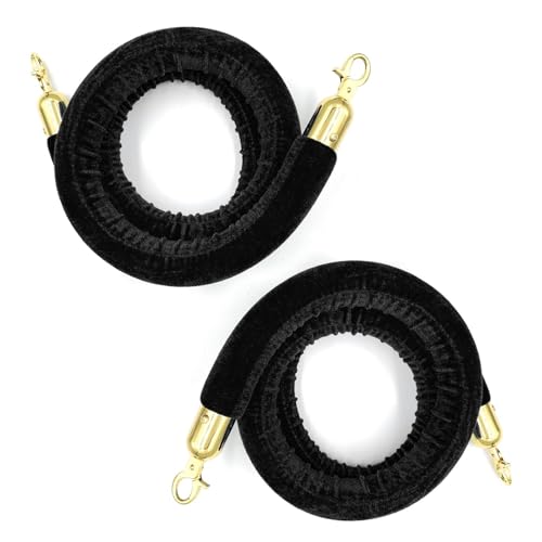 2 Stück Samt-Leitplankenseil, Warteschlangen-Kontrollseil mit Karabinerhaken, zur Kontrolle der Menschenmenge an Warteschlangenteilern (1,5 m, rot)(Yellow,Hemp rope) von AOICXB