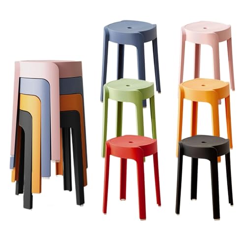 AOICXB 6 Stück Kunststoffhocker, stapelbare und tragbare runde Satzhocker, Stühle ohne Rückenlehne, geeignet for die Küche zu Hause, den Garten im Freien, erhältlich in 6 Farben von AOICXB