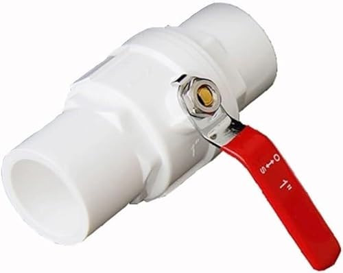 Kugelhahn, Absperrventil, PVC-Kugelhahn 2-Wege-Wasserabsperrventil mit Schiebeende und rotem Griff(20mm) von AOICXB