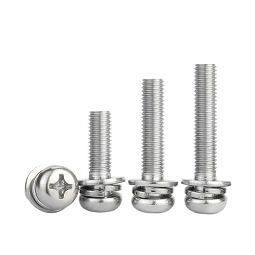 10/20 STÜCKE M2 M2.5 M3 M4 316 Edelstahl Kreuzschlitz Flachkopfschraube Unterlegscheibe Federdichtung Drei Kombinationsschraube(35mm,M4-10pcs) von AOIMBNQC