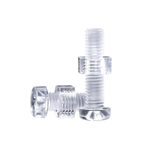 10/20 Stück M3 M4 M5 M6 Acryl Klar Schraube + Mutter Kombination Transparent Kunststoff Rundkopf Pan Kreuzschlitzschraube + Muttern(20 sets,M4x12) von AOIMBNQC