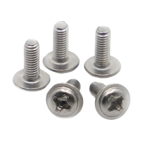 10/50 Stück M2 .5 M3 304 Edelstahl DIN967 Pan Rundkopf mit Unterlegscheibe gepolsterter Kragen PWM Schraubenbolzen(3mm,M2 50pcs) von AOIMBNQC